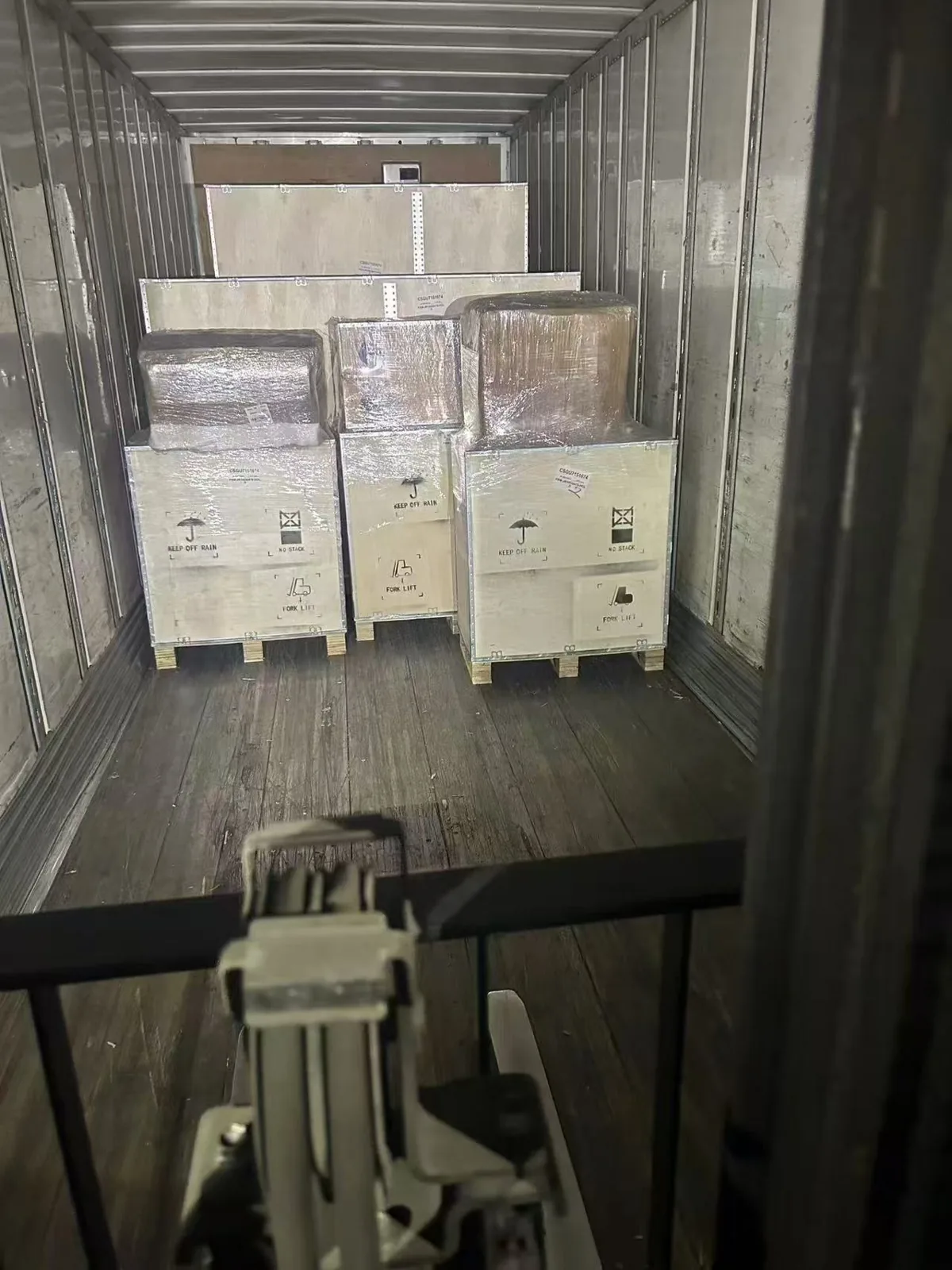 Crates in the delivery truck