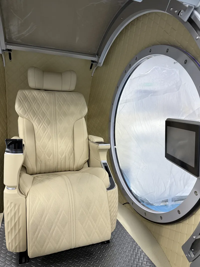 Seat, round window and touch panel