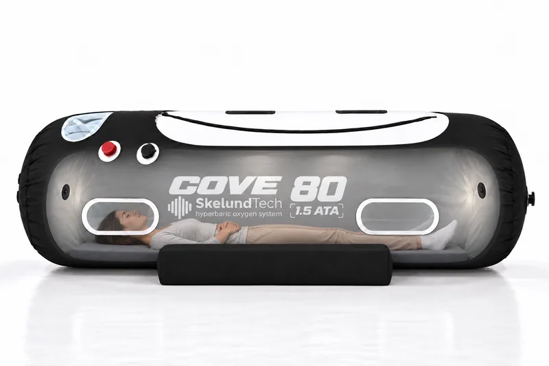 Cutaway view: a user lying inside COVE Ø 80