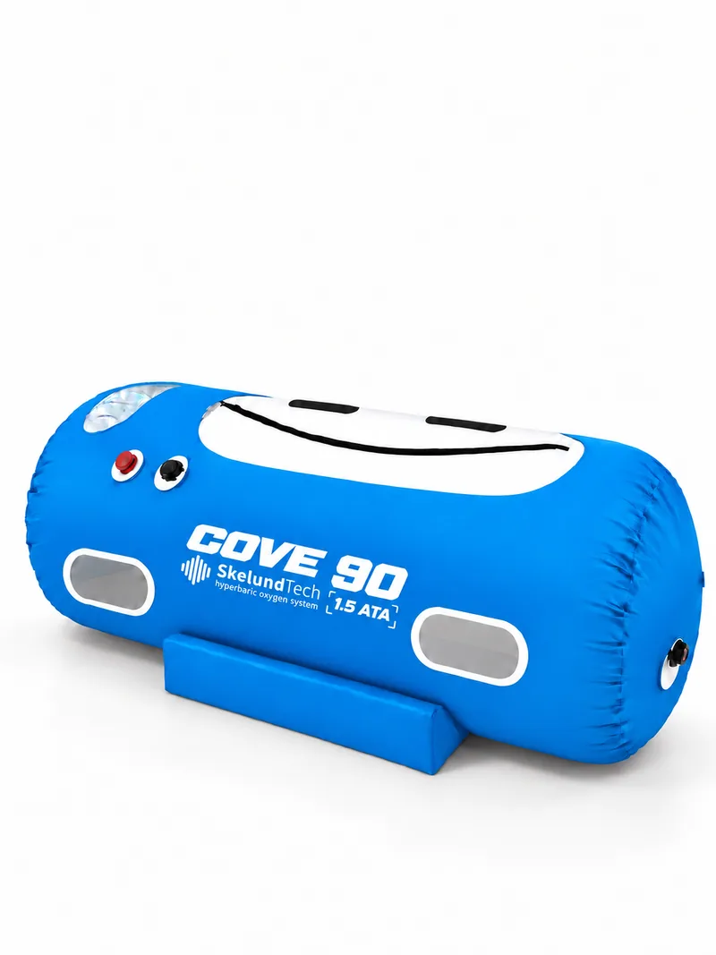 COVE Ø 90, blue cover, three-quarter view