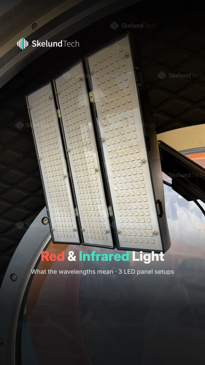 Luz roja e infrarroja en una cámara hiperbárica: Qué significan las longitudes de onda y las 3 configuraciones de paneles LED | SkelundTech
